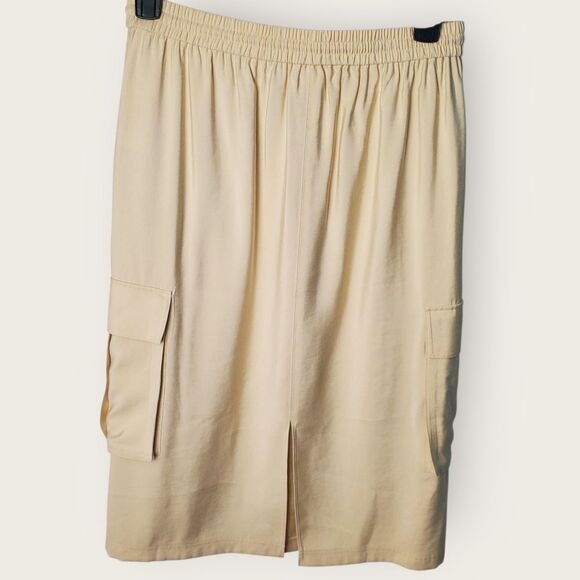 Nordstrom Beige Cargo Pocket Skirt Drawstring Waist Size Medium - Picture 3 of 7